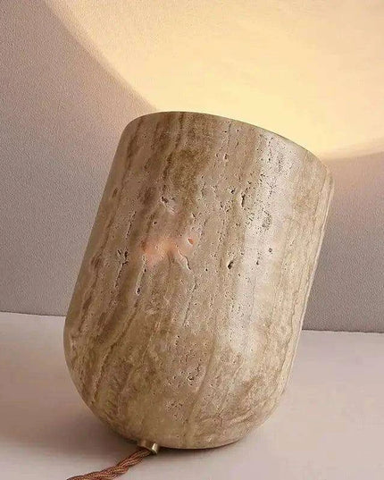 Elegant Yellow Travertine Stone LED Table Lamp for Contemporary Home Aesthetics