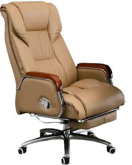 Luxurious Ergonomic Leather Executive Chair with Contemporary Aluminium Base