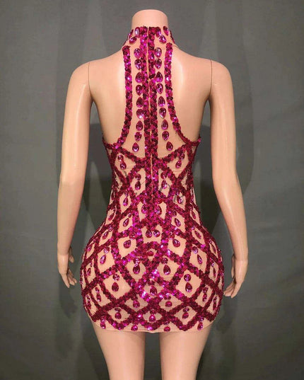 Radiant Rose Pink Sequin Mesh Bodycon Dress - Perfect for Celebratory Occasions