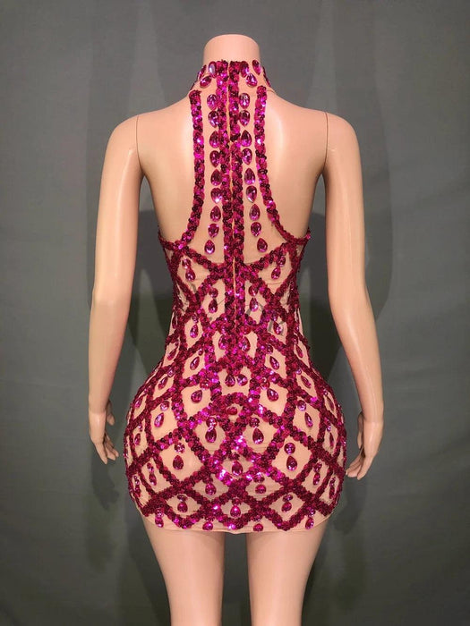 Radiant Rose Pink Sequin Mesh Bodycon Dress - Perfect for Celebratory Occasions