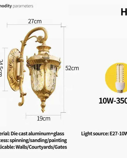 Elegant Waterproof Outdoor Wall Lantern for European-Style Gardens and Patios