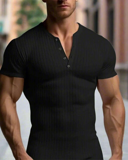 Men's Slim Fit V-Neck T-Shirt for Summer Running and Fitness Activities