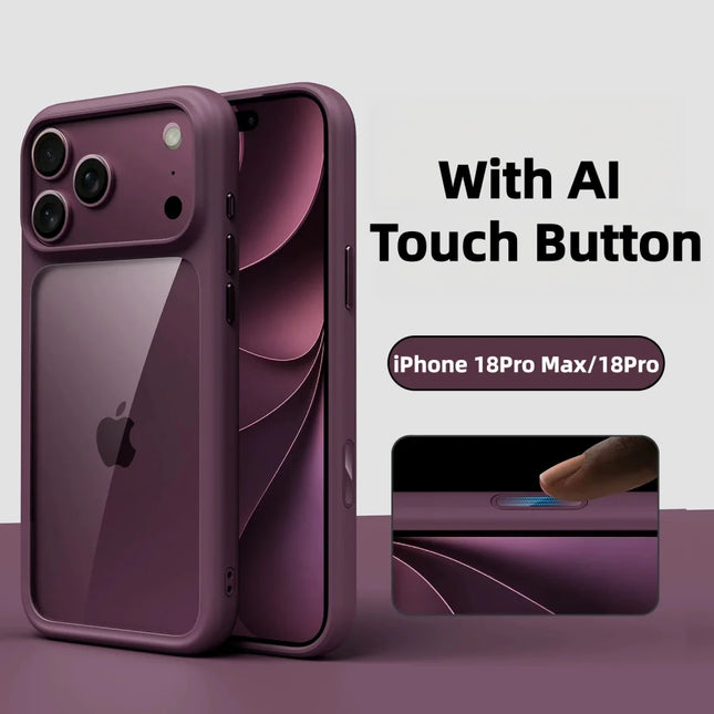 Smart Camera Touch Button Crystal Clear Blackplate Phone Case For iPhone 18 17 Pro Max 18Pro Soft Silicone Edge Shockproof Cover smart-camera-touch-button-crystal-clear-blackplate-phone-case-for-iphone-18-17-pro-max-18pro-soft-silicone-edge-shockproof-cover