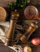 Stylish Wooden Salt and Pepper Grinder Set with Adjustable Ceramic Mechanisms and Elegant Stand