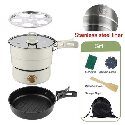 Compact Travel Multicooker: Foldable 110V/220V Cooking System for Frying, Steaming, and More