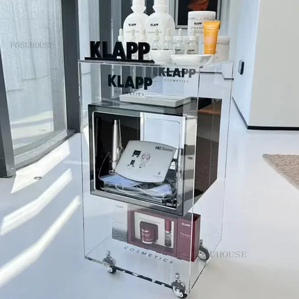 Acrylic Multi-Layer Beauty Salon Tool Trolley — 8-Colour Rolling Cart