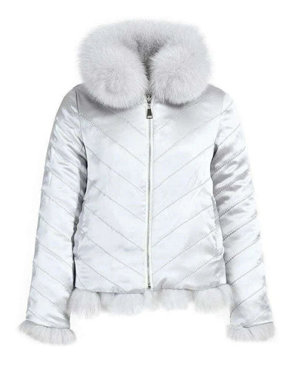 Elegant Reversible Women's Fox Fur Winter Jacket with Silk Lining