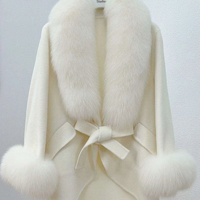 Chic Korean Fox Fur Cape: A Stylish Winter Essential for Women