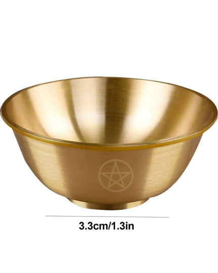 Mystical Copper Altar Bowl with Triple Moon and Pentacle Engravings for Spiritual Rituals