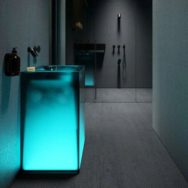 Blue Illumination Floor-Standing Washbasin