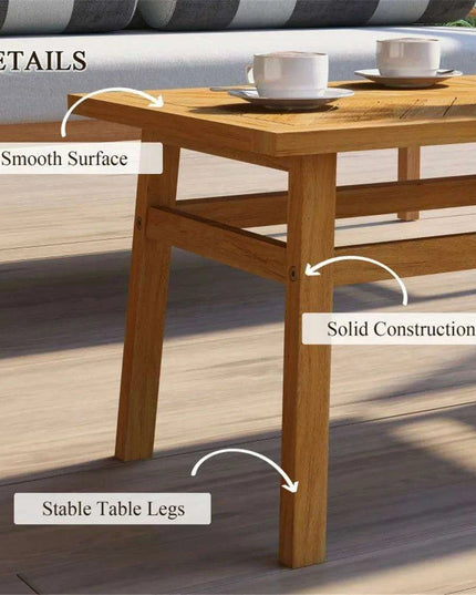 Elegant Acacia Wood Rectangular Coffee Table with Luxurious Walnut Finish for Contemporary Interiors