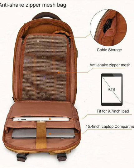 Vintage Batik Canvas Camera Backpack with USB Charging Feature - Ideal for Men’s Photography and Travel Adventures
