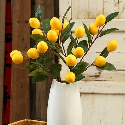 Artificial Lemon Branch — Handmade Faux Fruit Stem, 67 cm