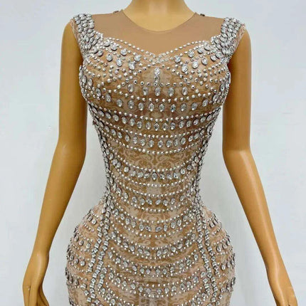 Radiant Rhinestone Mesh Performance Gown