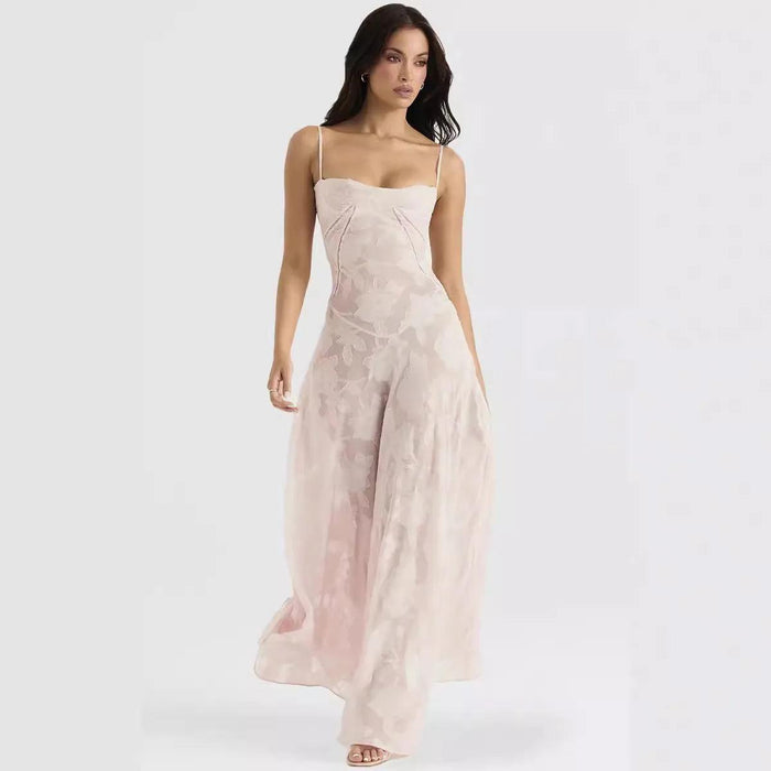 Stunning Backless A-line Maxi Dress with Adjustable Straps – Ideal for Celebratory Events & Summer Gatherings