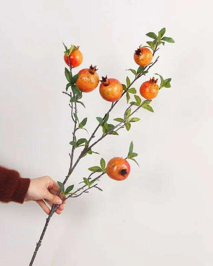 Lush 6-Fruit Faux Pomegranate Branch for Elegant Wedding and Home Decor