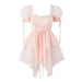 Chic Korean Princess Cross Rope Bow Organza Dress