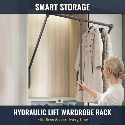 Dual-Cushion Telescopic Pull-Down Wardrobe Lift Rod — Aluminium Alloy, 30kg | Très Elite