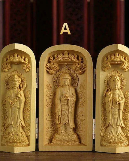 Exquisite Boxwood Carving of Thousand-Handed Guanyin with Elegant Packaging