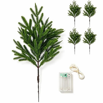 Artificial Pine Branches with Battery-Powered Warm LED Lights, 41 cm