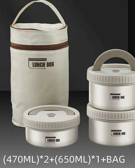 Stainless Steel Thermal Bento Lunch Box Set with Portable Stackable Design