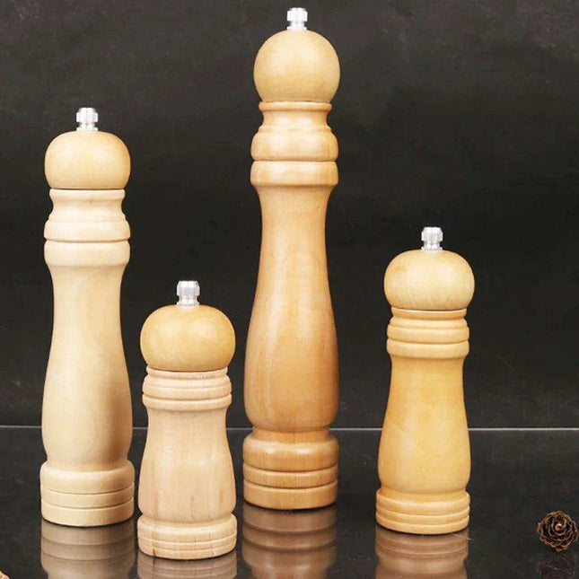 Adjustable Wooden Salt and Pepper Mill Set with Ceramic Rotor for Gourmet Seasoning