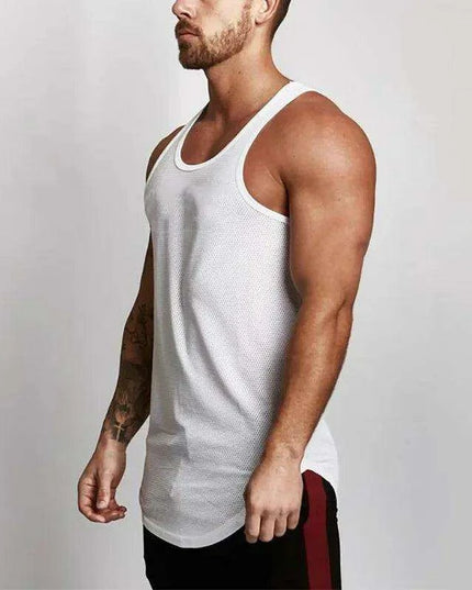 Men's Cool-Dry Mesh Gym Tank - Sleek Sleeveless Bodybuilding Vest for Summer