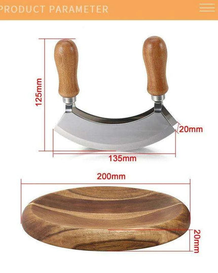 Elegant Acacia Wood Dual-Blade Mezzaluna Chopping Set for Effortless Culinary Mastery