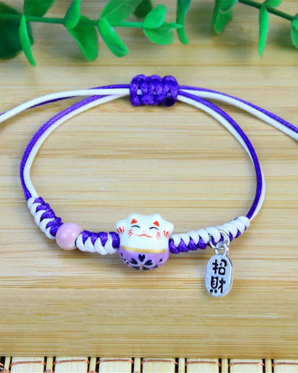 Charming Kawaii Cat Couple Love Bracelet – Adorable Braided Accessory from Japan