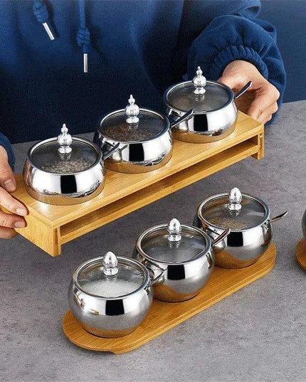 Stainless Steel Spice Storage and Oil Sprayer Set - Essential Organizer for Culinary Lovers