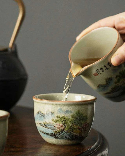 Elegant Landscape Ceramic Tea Cup for Traditional Kung Fu Tea Ceremony