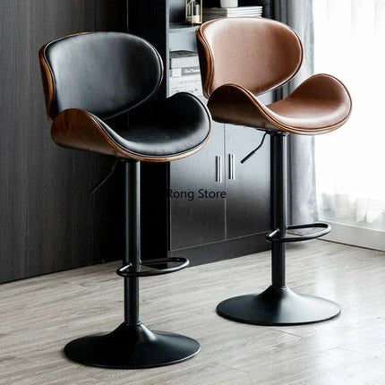 Chic Adjustable Genuine Leather Bar Stool - Stylish Modern Comfort Solution