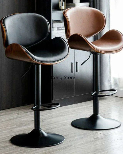 Chic Adjustable Genuine Leather Bar Stool - Stylish Modern Comfort Solution
