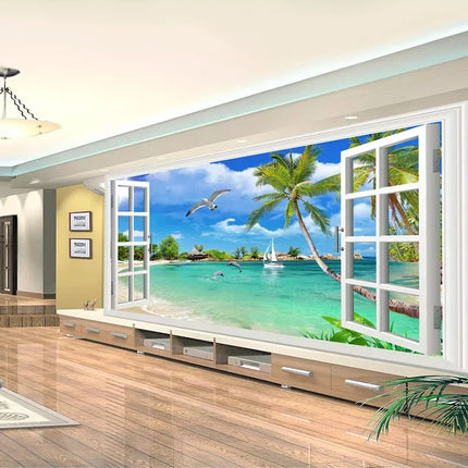 Custom 3D Beach Scenery Wallpaper Mural