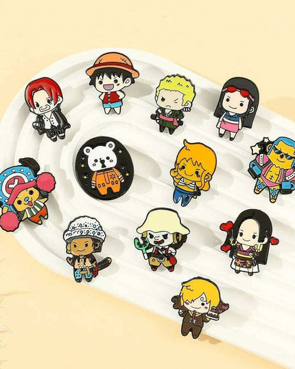 Anime Lover's One Piece Character Enamel Pins Collection - Stylish Jewelry Set for Fans