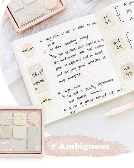 Elegant Macron Color Mini Sticky Note Set - Faint Secret Collection, 210 Sheets for Creative Expression and Everyday Reminders