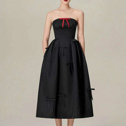 Bowknot Strapless Backless High Waist Summer Evening Dress for Women