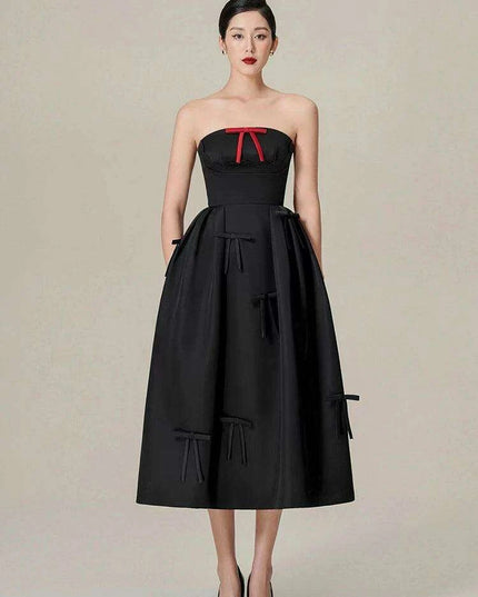 Bowknot Strapless Backless High Waist Summer Evening Dress for Women