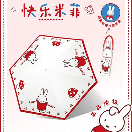 Miffy Rabbit Foldable Umbrella - Portable for Sun & Rain, Vinyl