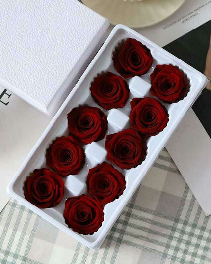 Eternal Blooms: Luxurious 10-Piece Preserved Rose Heads Collection