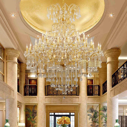 Grand Multi-Tier LED Crystal Chandelier | Hotel Lobby & Villa