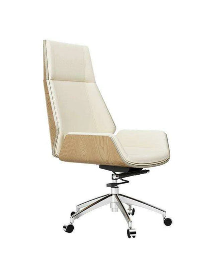Sleek Nordic Leather Swivel Chair: Ergonomic Luxury for Modern Workspaces