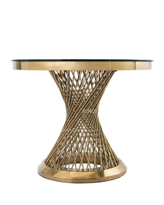 Exquisite Golden Outdoor Wedding Table Ensemble with Stylish Stainless Steel Cake Stand