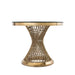 Exquisite Golden Outdoor Wedding Table Ensemble with Stylish Stainless Steel Cake Stand