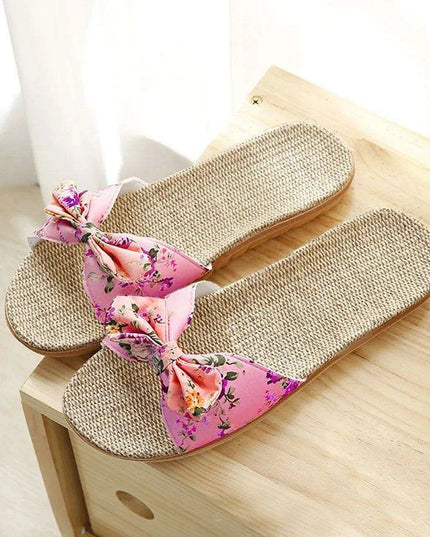 Chic Bohemian Flax Linen Slip-On Flip Flops for Women