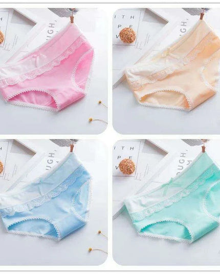 Elegant Lace Briefs Set for Teens – 4-Pack Comfort Underwear for Ages 9-20