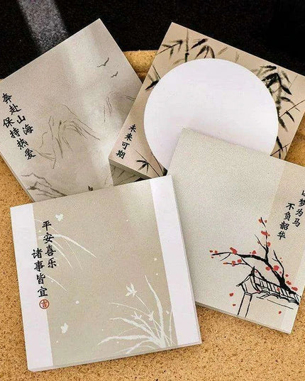 Elegant Chinese Art-Inspired Sticky Notes Set: Infuse Creativity into Your Workspace