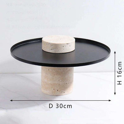 Elegant Travertine Tea Serving Tray Collection - Exquisite Stone Platter for Upscale Entertaining