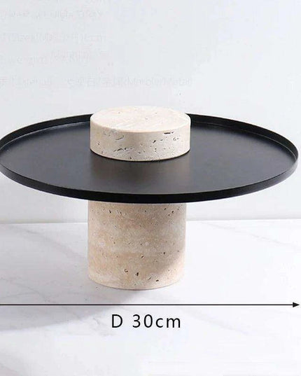 Elegant Travertine Tea Serving Tray Collection - Exquisite Stone Platter for Upscale Entertaining