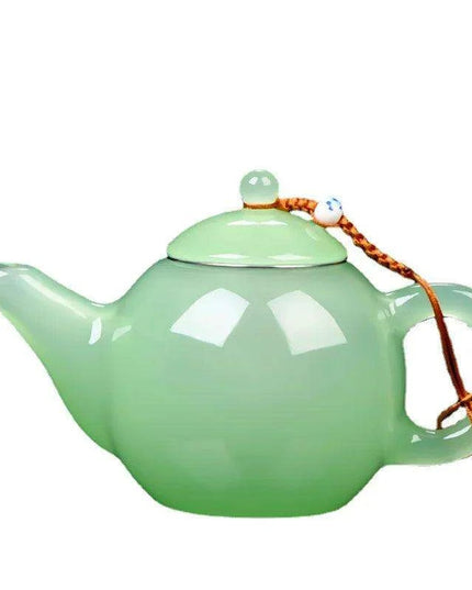 Sophisticated Jade Porcelain Glass Teapot Set with Stainless Steel Infuser - Ideal for Tea Aficionados